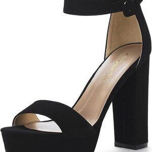 8.5 DREAM PAIRS Women's Platform Heel Sandals, Open Toe Ankle Strap Heel
